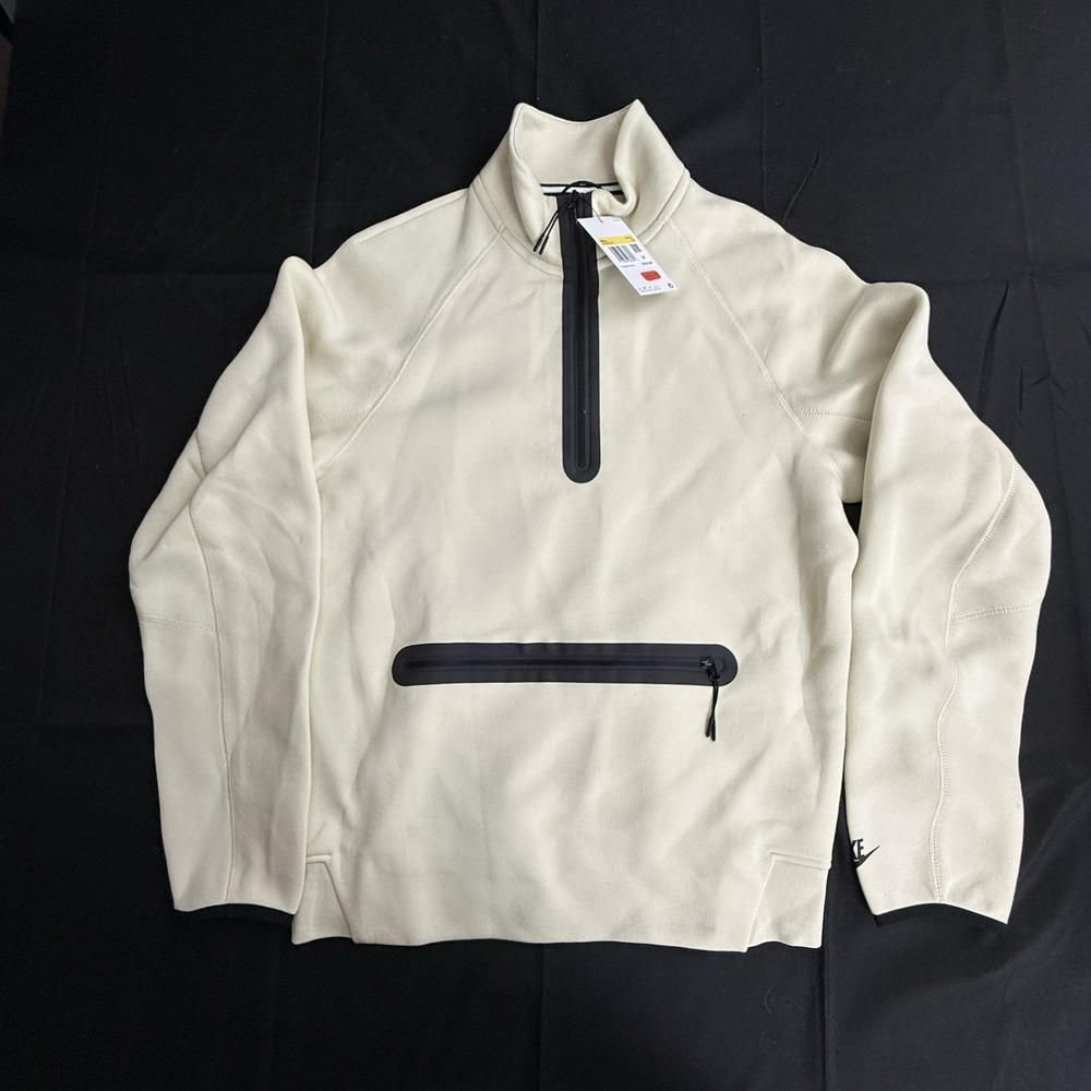 Nike Mens Tech Fleece Small Zip Sweatshirt Beige Cream Tan FB7998-234 NWT $125